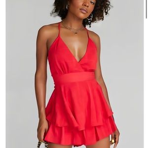 PRINCESS POLLY Theodora Playsuit - Red [COLOR DISCONTINUED]